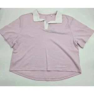 DSG Girl's Size M (10/12) Johnny Collar Crop Tee in Tinted Rose NWT